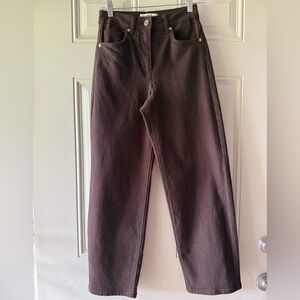 REISS Denim Brown Woman’s High Rise Crop Jeans